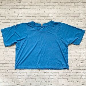 Lunya Blue Crop Short Sleeve Top